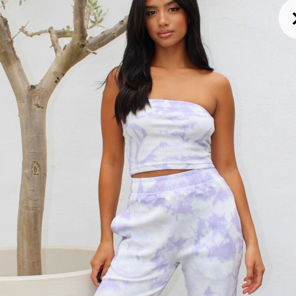 PLT Petite Lilac Ribbed Tie Dye Bandeau - Picture 2 of 8